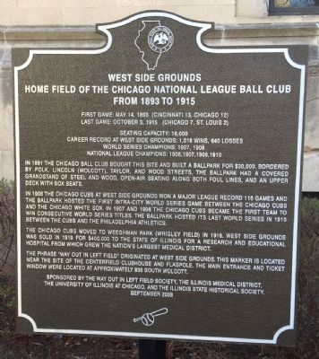 West Side Grounds Marker image. Click for full size.