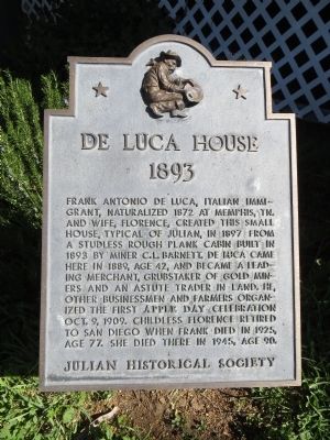 De Luca House Marker. Click for full size. De Luca House Marker image. Click for full size.