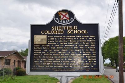 Sheffield Colored School Marker (side 1) image. Click for full size.