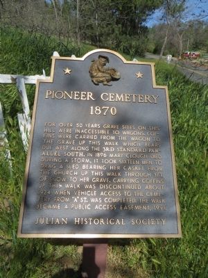 Pioneer Cemetery Marker. Click for full size. Pioneer Cemetery Marker image. Click for full size.