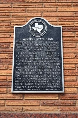 Winters State Bank Marker image. Click for full size.