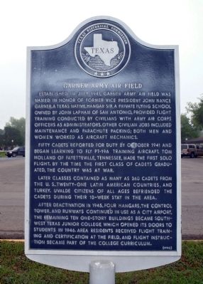 Garner Army Air Field Marker image. Click for full size.