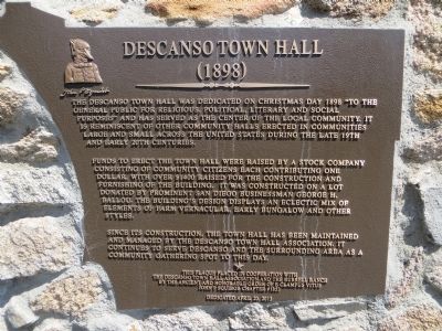 Descanso Town Hall Marker. Click for full size. Descanso Town Hall Marker image. Click for full size.