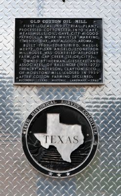 Old Cotton Oil Mill Marker image. Click for full size.