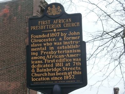First African Presbyterian Church Marker. Click for full size. First African Presbyterian Church Marker image. Click for full size.