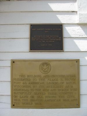 First Baptist Church of Ripon Markers image. Click for full size.