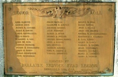 World War I Memorial Honor Roll. Click for full size. World War I Memorial Honor Roll image. Click for full size.