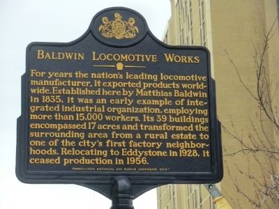 Baldwin Locomotive Works Marker image. Click for full size.