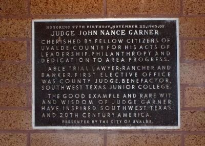 Judge John Nance Garner Marker image. Click for full size.