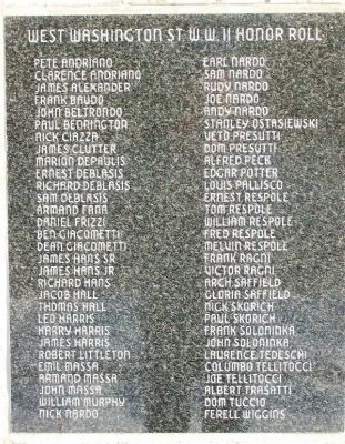 West Washington Street World War II Honor Roll Marker. Click for full size. West Washington Street World War II Honor Roll Marker image. Click for full size.