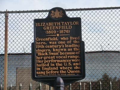 Elizabeth Taylor Greenfield Marker image. Click for full size.