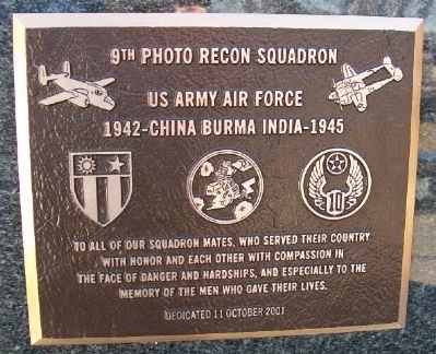 9th Photo Recon Squadron Marker image. Click for full size.