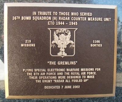 36th Bomb Squadron (H) Radar Counter Measure Unit Marker. Click for full size. 36th Bomb Squadron (H) Radar Counter Measure Unit Marker image. Click for full size.