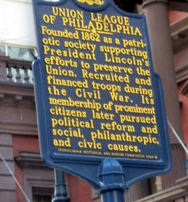 Union League of Philadelphia Marker image. Click for full size.