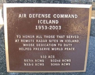 Air Defense Command Iceland Marker image. Click for full size.