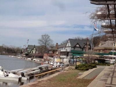 Boathouse Row-River side-distant photo image. Click for full size.