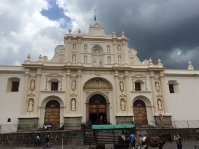 Wide view of the Cathedral of Antigua Guatemala Marker image. Click for full size.
