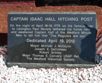 Captain Isaac Hall Hitching Post Marker image. Click for full size.