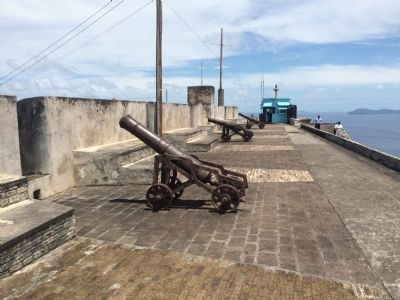 Cannon facing inland at Fort Charlotte.. Click for full size. Cannon facing inland at Fort Charlotte. image. Click for full size.