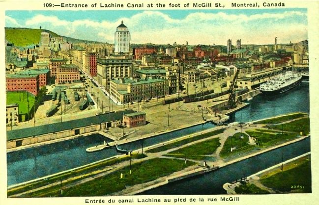 <i>Entrance of Lachine Canal at the Foot of McGill St., Montreal, Canada</i> image. Click for full size.