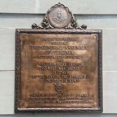 The General Assembly of Virginia Marker (relocated) image. Click for full size.