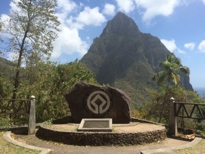 Wide view of The Pitons World Heritage Site Marker image. Click for full size.