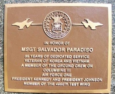MSgt Salvador Paradiso Marker. Click for full size. MSgt Salvador Paradiso Marker image. Click for full size.