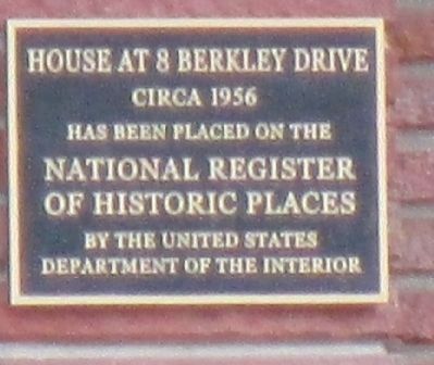 House at 8 Berkley Drive Marker. Click for full size. House at 8 Berkley Drive Marker image. Click for full size.