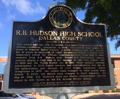 R.B. Hudson High School Marker image. Click for full size.