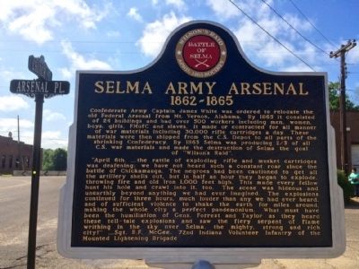 Selma Army Arsenal Marker (Front) image. Click for full size.