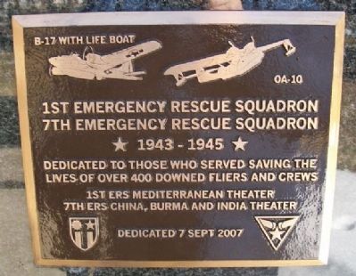 1st and 7th Emergency Rescue Squadrons Marker. Click for full size. 1st and 7th Emergency Rescue Squadrons Marker image. Click for full size.