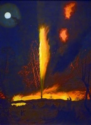 Burning Oil Well at Night, near Rouseville Pennsylvania image. Click for full size.