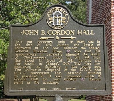John B. Gordon Hall Marker image. Click for full size.