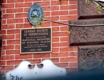 The German Society of Pennsylvania National Register of Historic Places. Click for full size. The German Society of Pennsylvania National Register of Historic Places image. Click for full size.