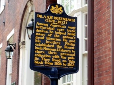 Dr. A.S.W. Rosenbach Marker image. Click for full size.