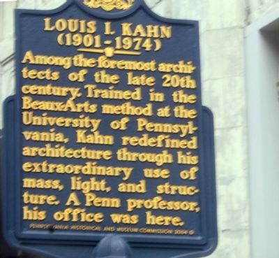Louis I. Kahn Marker. Click for full size. Louis I. Kahn Marker image. Click for full size.