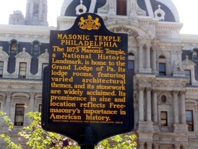 Masonic Temple Philadelphia Marker. Click for full size. Masonic Temple Philadelphia Marker image. Click for full size.