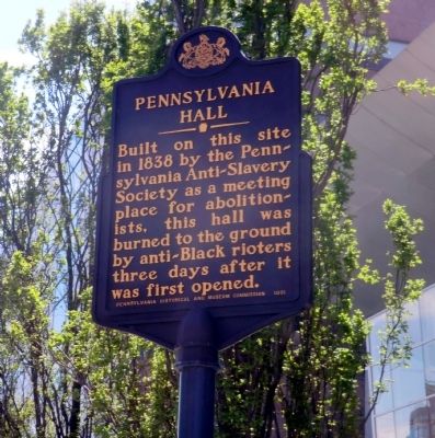 Pennsylvania Hall Marker image. Click for full size.