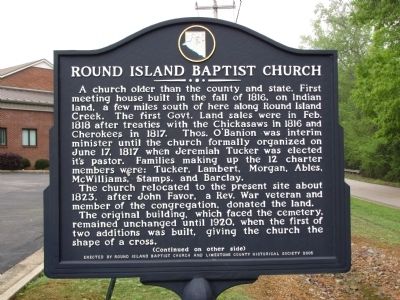 Round Island Baptist Church Marker image. Click for full size.