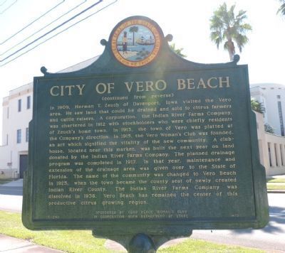 City of Vero Beach Marker - Panel 2 image. Click for full size.