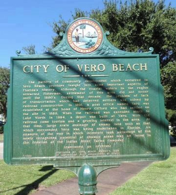 City of Vero Beach Marker - Panel 1 image. Click for full size.