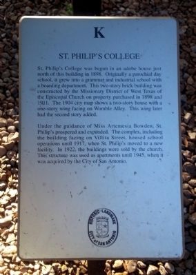 St. Philip's College Marker. Click for full size. St. Philip's College Marker image. Click for full size.
