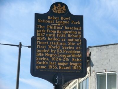 Baker Bowl National League Park Marker image. Click for full size.