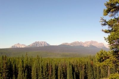 From Left to Right, Mount Whymper, Boom Mountain, and Mount Bell image. Click for full size.