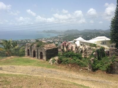 Outbuildings of Morne Fortune/Fort Charlotte with a view of Castries image. Click for full size.