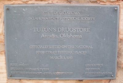 Tuton's Drugstore NRHP Marker. Click for full size. Tuton's Drugstore NRHP Marker image. Click for full size.