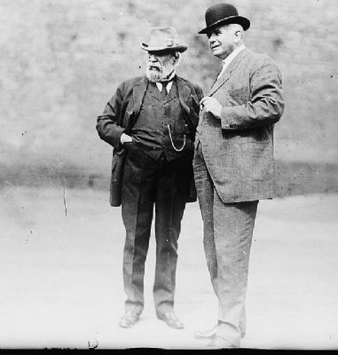 James J. Hill (left) with Carl R. Gray, President of the Union Pacific Railroad image. Click for full size.