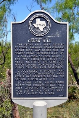 Old Community of Cedar Hill Marker. Click for full size. Old Community of Cedar Hill Marker image. Click for full size.