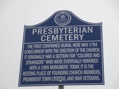 Presbyterian Cemetery Marker. Click for full size. Presbyterian Cemetery Marker image. Click for full size.