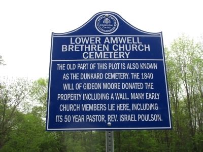 Lower Amwell Brethren Church Cemetery Marker. Click for full size. Lower Amwell Brethren Church Cemetery Marker image. Click for full size.